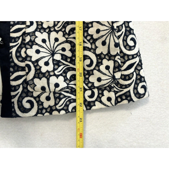 J.CREW Linen with Blue Embroidered Floral Overlay Blazer Jacket Medium Size 10 - Picture 5 of 6